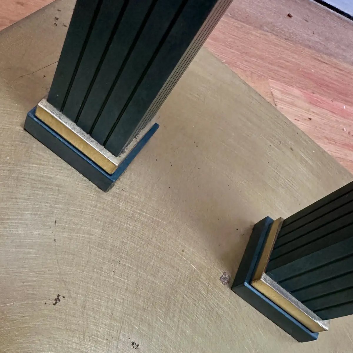 A Pair Of Brass and Bronze Patinated Italian Pedestals - Image 7