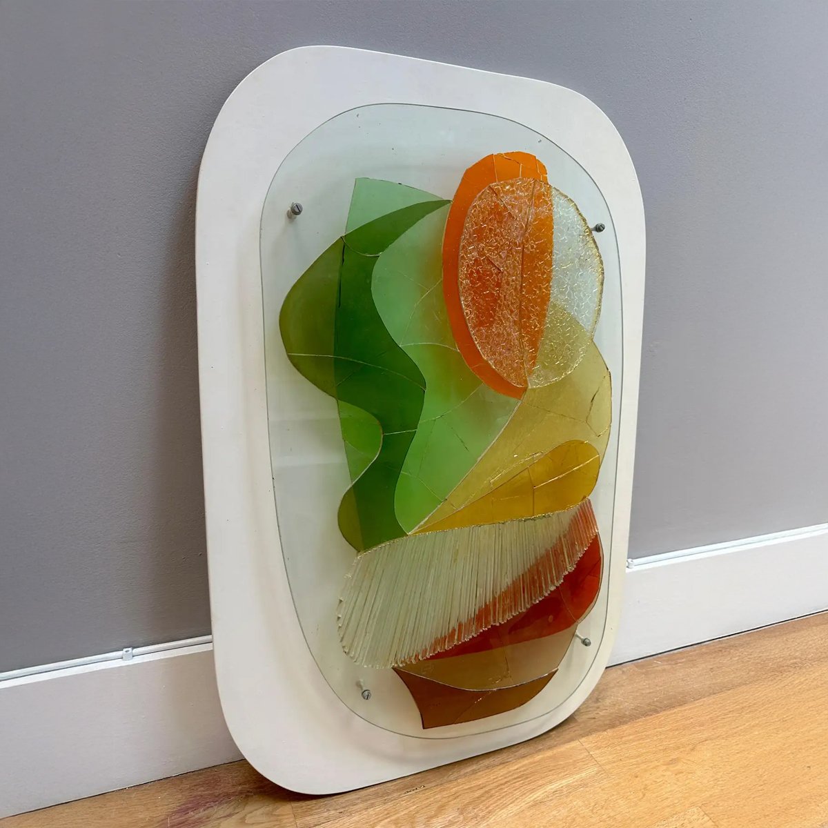 A Midcentury Vibrant Decorative Glass Piece Of Wall Art - Image 7