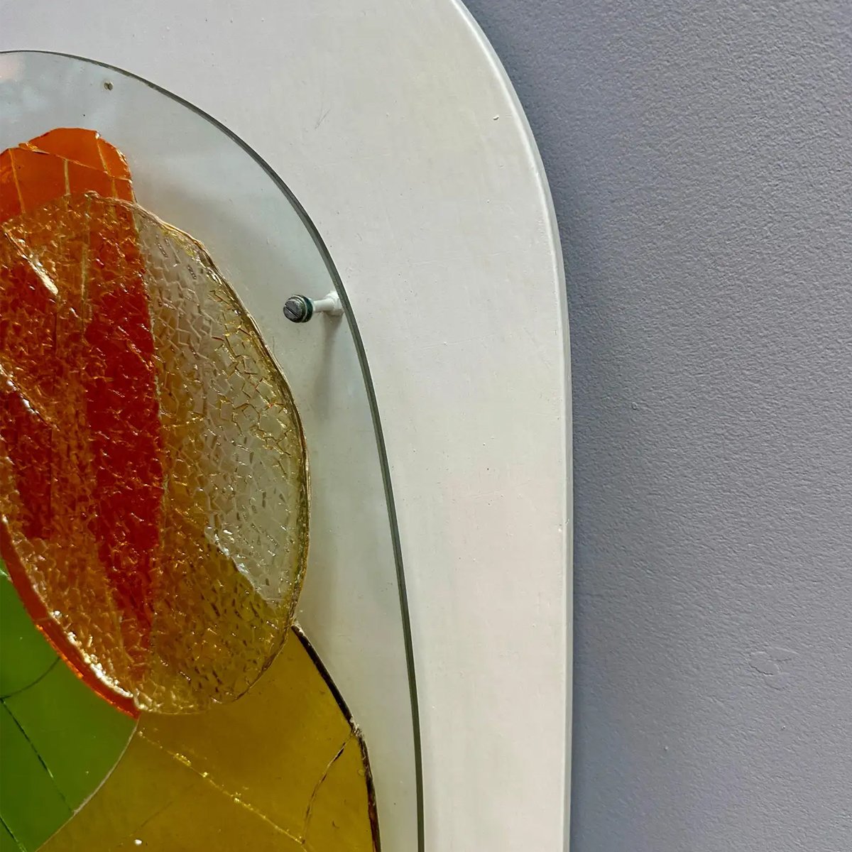 A Midcentury Vibrant Decorative Glass Piece Of Wall Art - Image 3