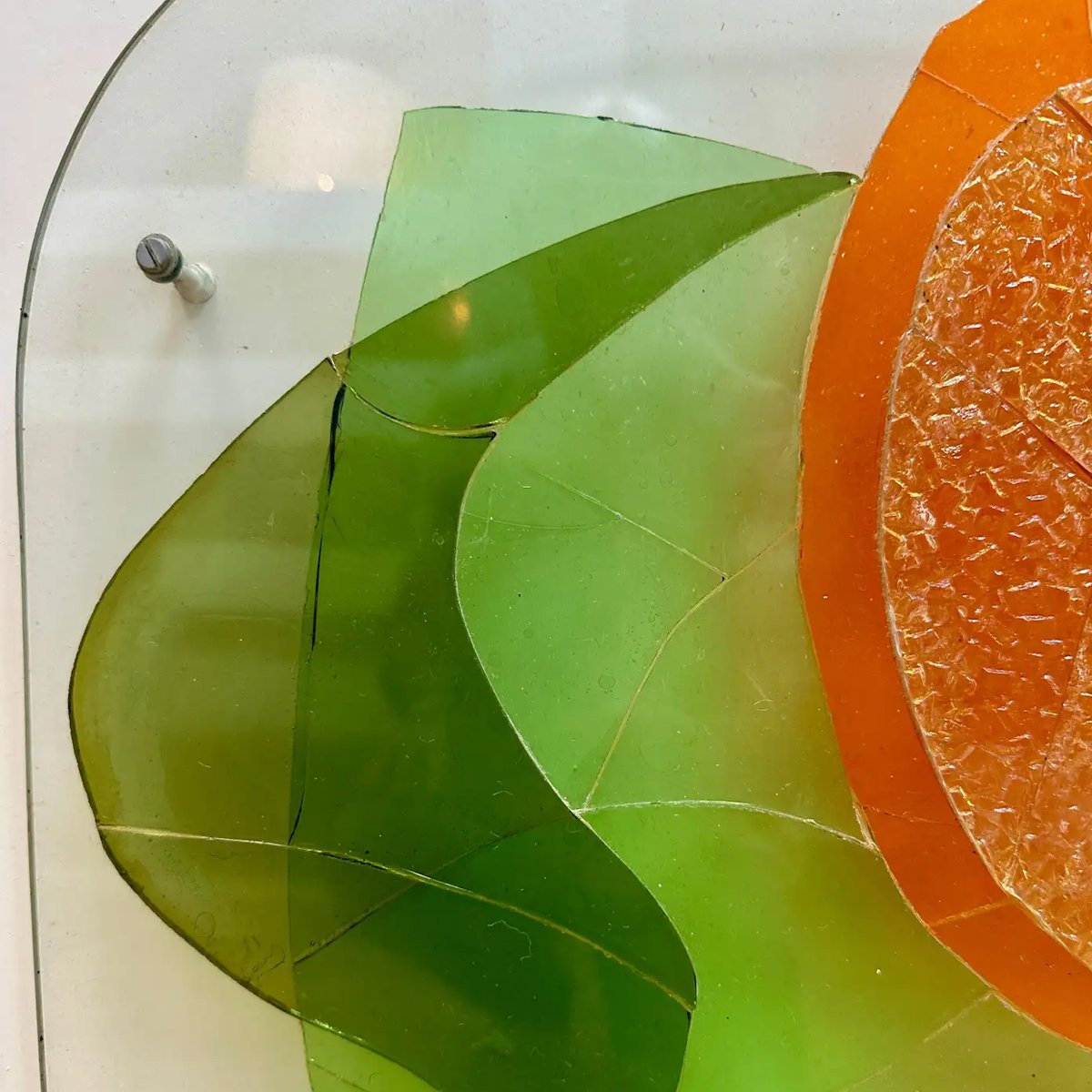 A Midcentury Vibrant Decorative Glass Piece Of Wall Art - Image 5