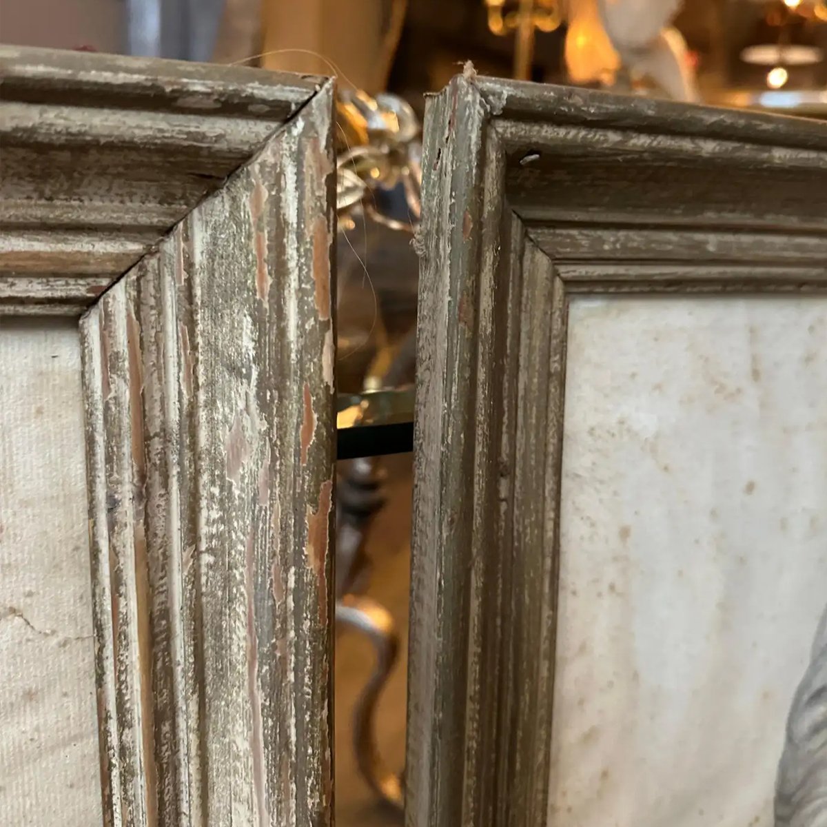 A Pair Of Framed Neoclassical Style Pencil Drawings In Distressed Frames - Image 8