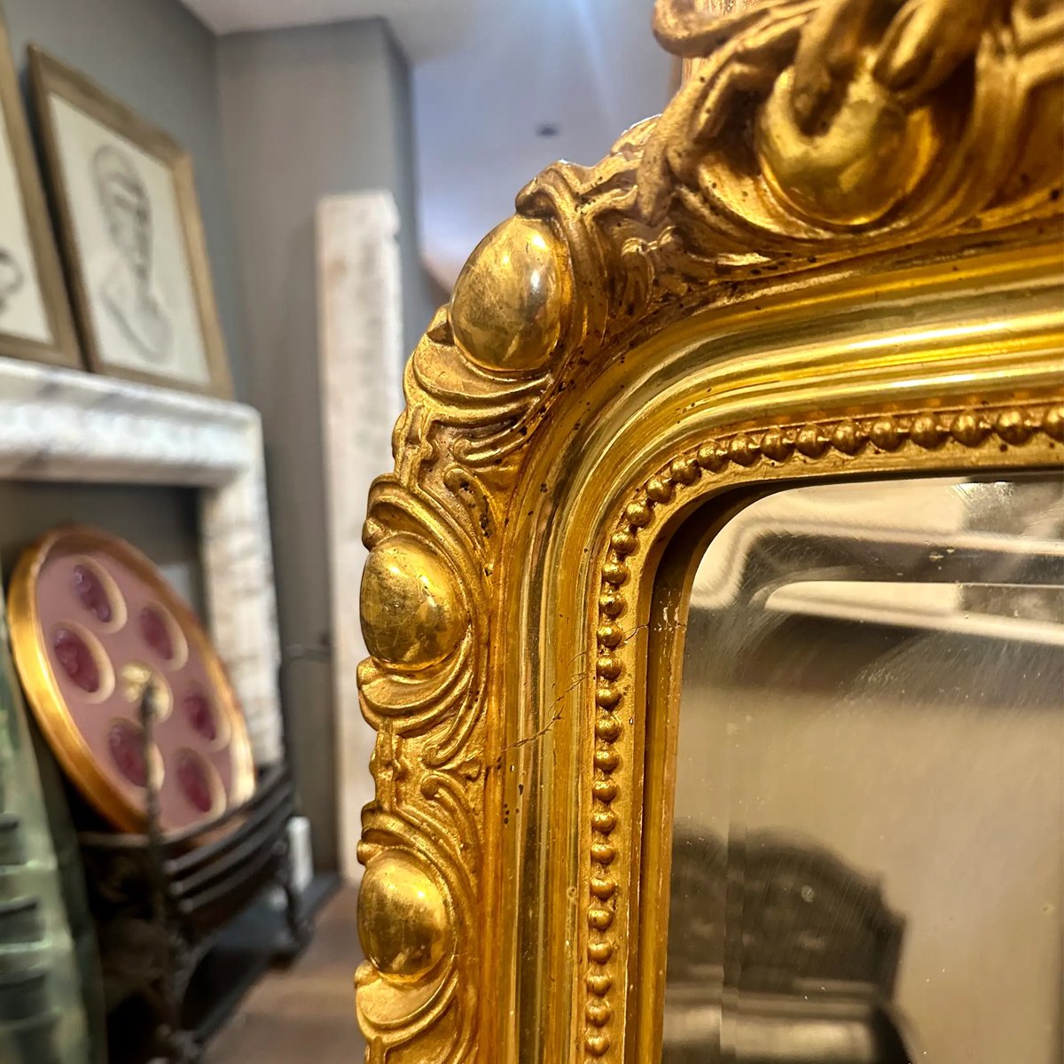 An Ornate Antique French Gold Gilt Mirror - Image 5